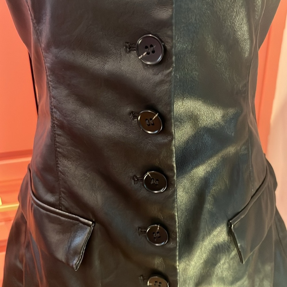 Peter Som Faux Leather Strapless Bustier Top - Picture 6 of 11
